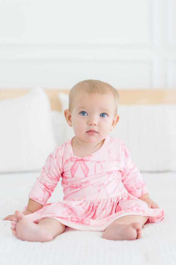 blushing-bows-3-4-sleeve-twirl-bodysuit Mila Rose - Sophia's StyleTwirl Bodysuit - 3/4 Sleeve-1